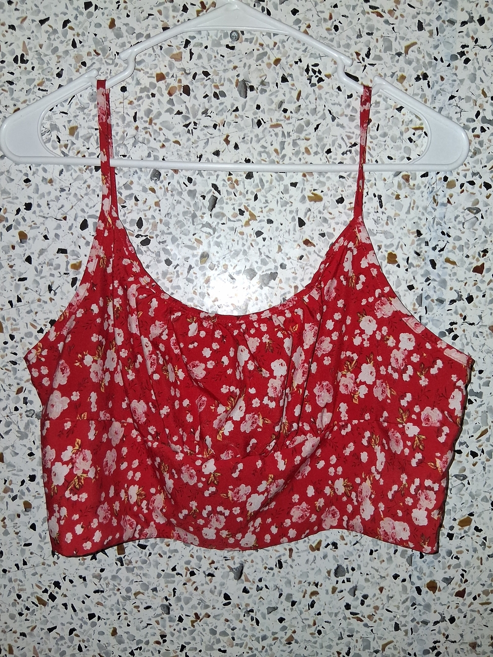 Women's Shein Flower Crop Top Size XL Red